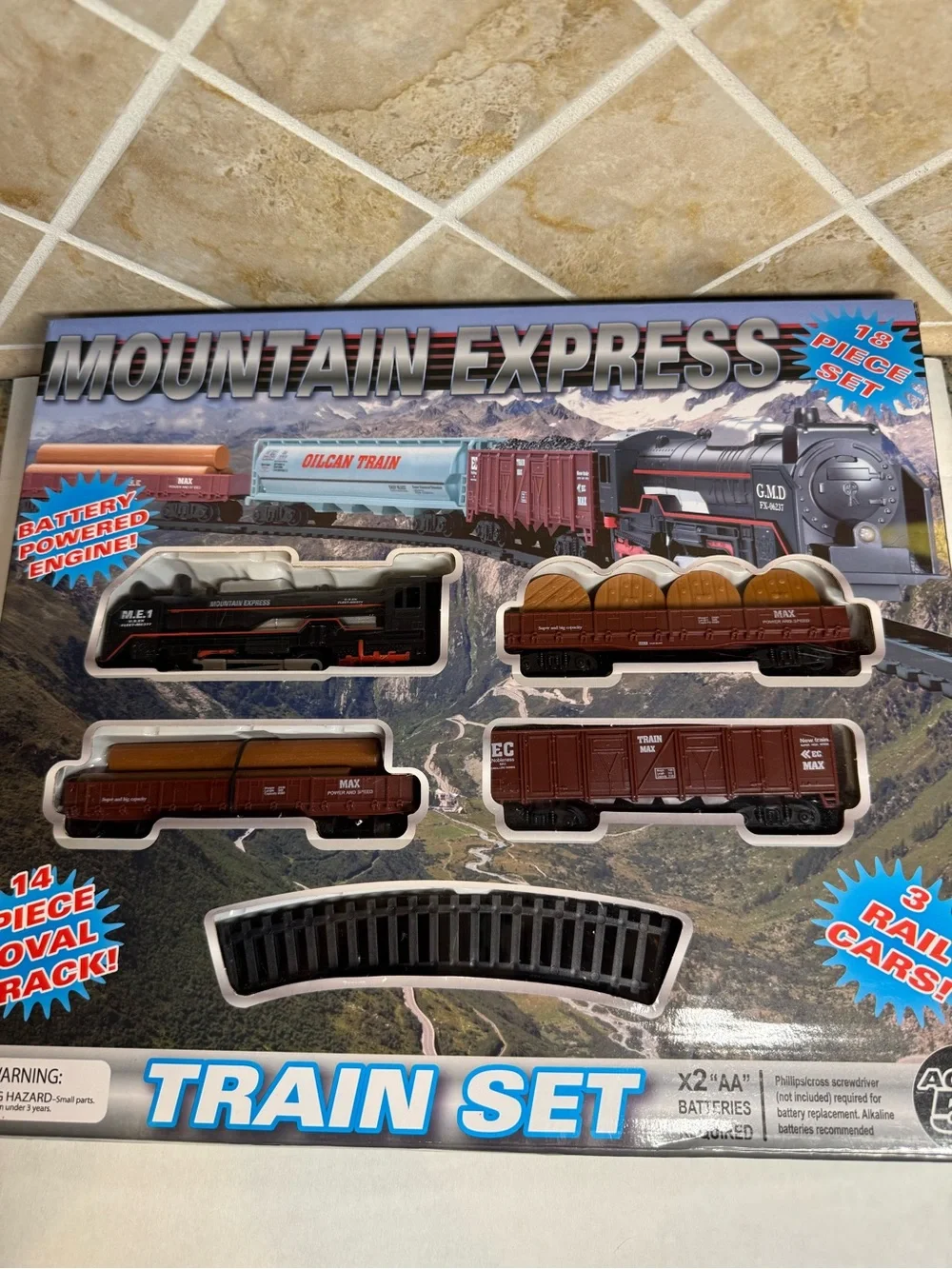 Mountain Express Battery Power Train Set, 18 Piece, Battery Powered, New OpenBox